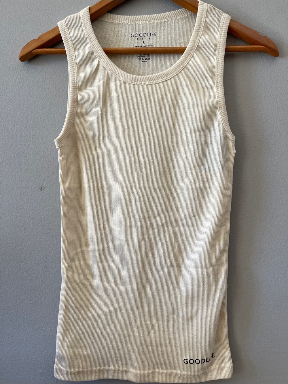Goodlife Cream Ribbed Scoop Neck Tank